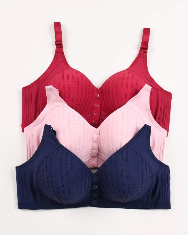 Pack Of 3 Ultra-Comfort Padded Button Bra for Women – Comfortable Daily Wear